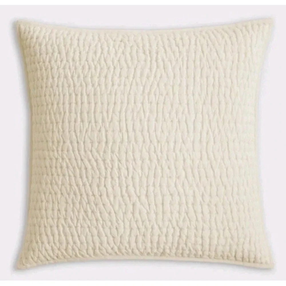 Quince European Linen Cotton Stitch Quilted Euro Sham~Ivory| MSRP $34.90